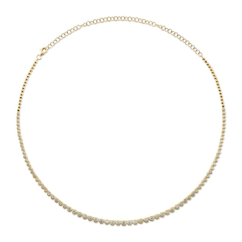 SC55021358V4Z18 Bailey Collection Diamond Bezel Tennis Necklace In 14 Karat Yellow Gold