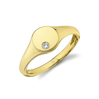 14K YELLOW GOLD 0.03CT DIAMOND FLUSH SET RING