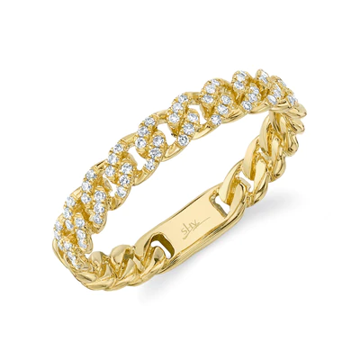 SHY CREATION 14K YELLOW GOLD 0.14CT DIAMOND PAVE SET LINK RING