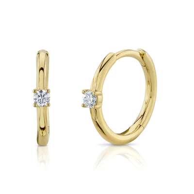 SHY CREATION 14K YELLOW GOLD 0.08CT DIAMOND HUGGIES