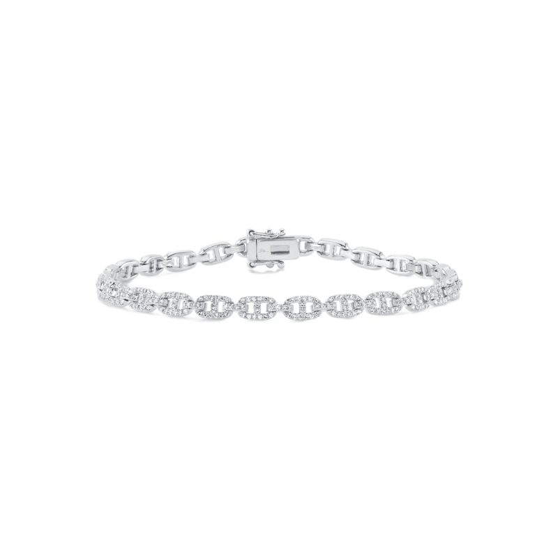 SC55024484 Kate Collection Diamond Bezel 7" Bracelet In 14 Karat White Gold With Round Cut Diamond