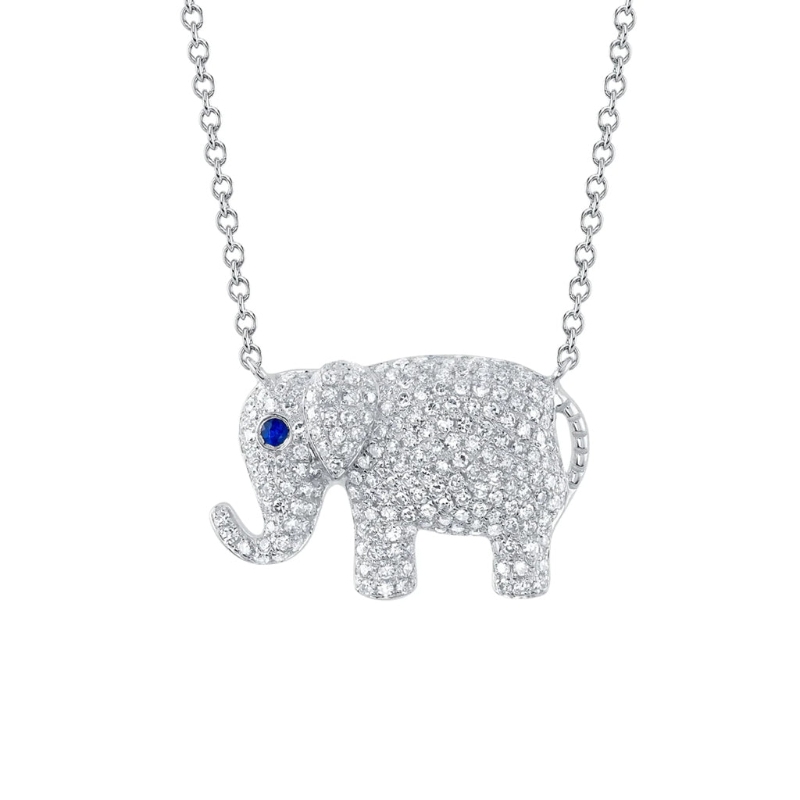 SC55025532 Kate 0.47CT Diamond & 0.02CT Blue Sapphire Elephant Necklace