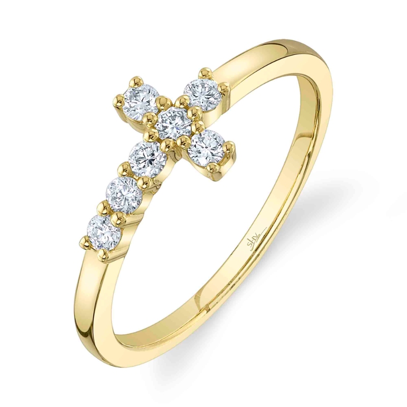SC55026222 Kate Collection Diamond Cross Ring In 14 Karat Yellow Gold