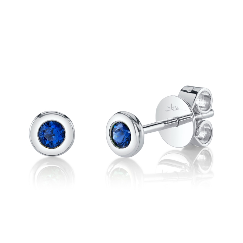 SC55026477 Bailey Collection Sapphire Stud Earrings In 14 Karat White Gold