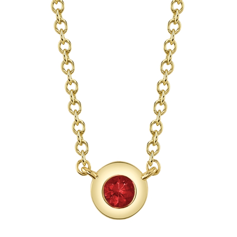 SC55026481 Bailey Collection Ruby Bezel Necklace In 14 Karat Yellow Gold