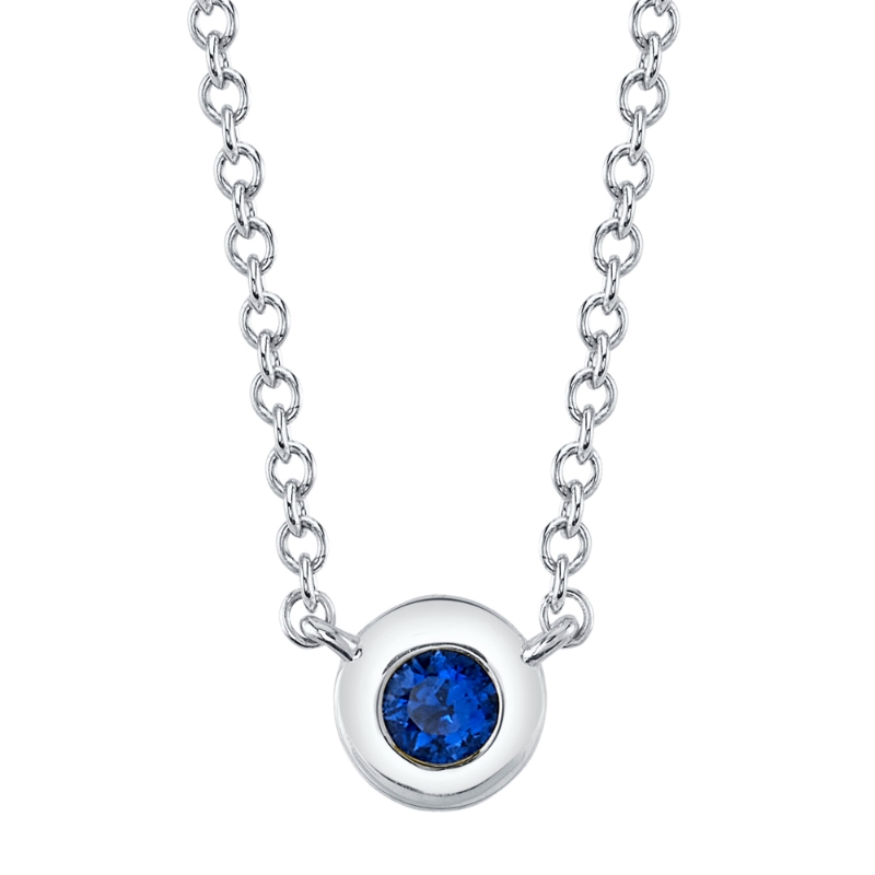 SC55026489 Bailey Collection Sapphire Bezel Necklace In 14 Karat White Gold