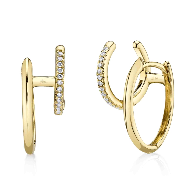 SC55026726 Kate Collection Double Huggie Earrings In 14 Karat Yellow Gold