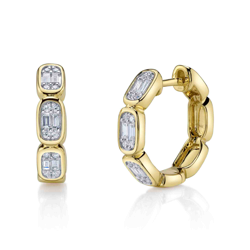 SC55027057RDD0.65 Aleera Collection Diamond Baguette Octagon Hoop Earrings In 14 Karat Yellow Gold