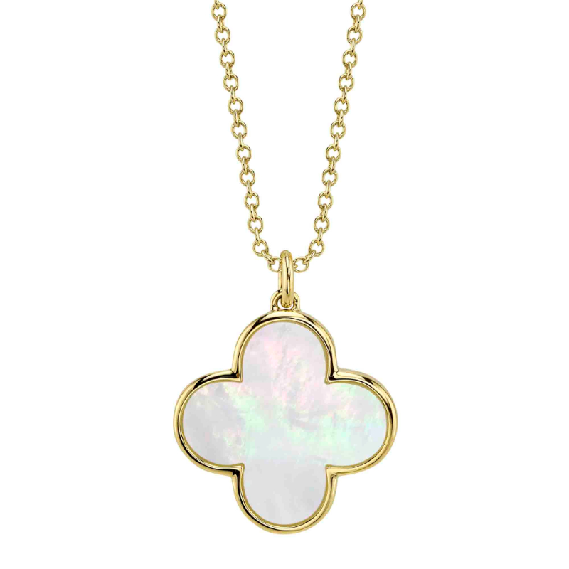 SC55027492 Kate Collection Mother Of Pearl Clover Necklace In 14 Karat Yellow Gold