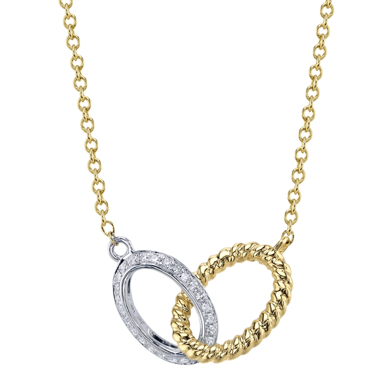 SC55027557 Kate Collection Diamond Oval Necklace In 14 Karat White & Yellow Gold