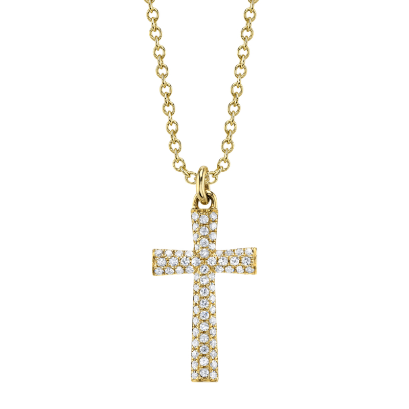 SC55027932 Kate Collection Diamond Pave Cross Necklace In 14 Karat Yellow Gold