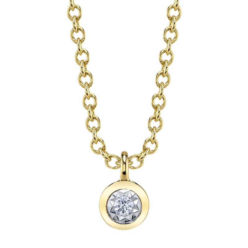 SC55028038 Stella Collection Diamond Bezel Necklace In 14 Karat Yellow Gold
