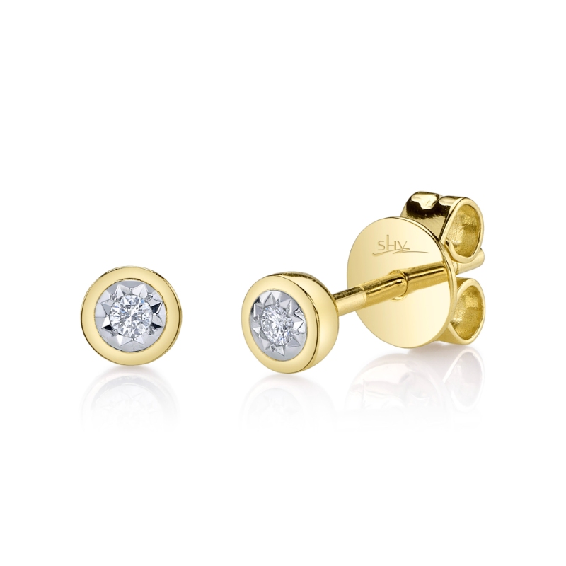 SC55028041 Stella Collection Diamond Bezel Stud Earrings In 14 Karat Yellow Gold