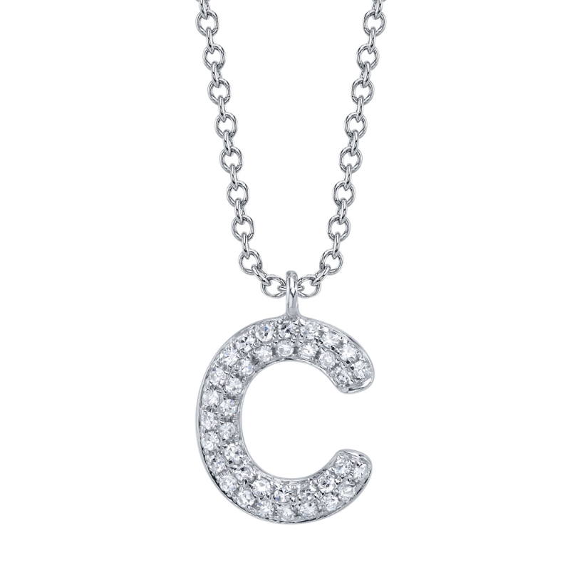 SC55028331-C Initial Collection "c" Pendant In 14 Karat White Gold