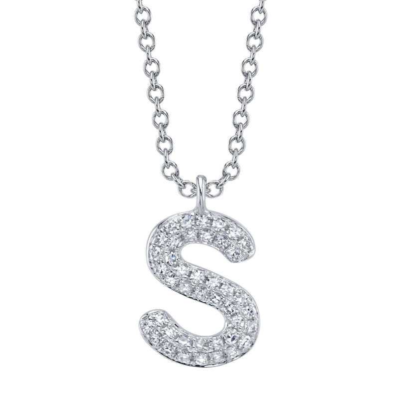 SC55028331-S Initial Collection "s" Pendant In 14 Karat White Gold