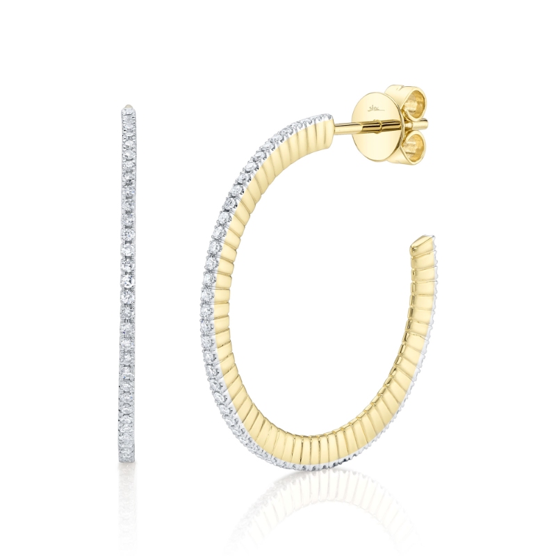 SC55028422RDD1.00 Kate Collection Diamond Large Hoop Earrings In 14 Karat Yellow Gold