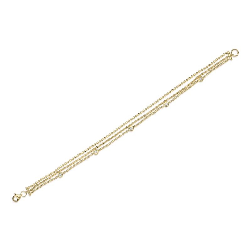 SC55028728 Kate Collection Diamond Faceted Ball Chain Bracelet In 14 Karat Yellow Gold