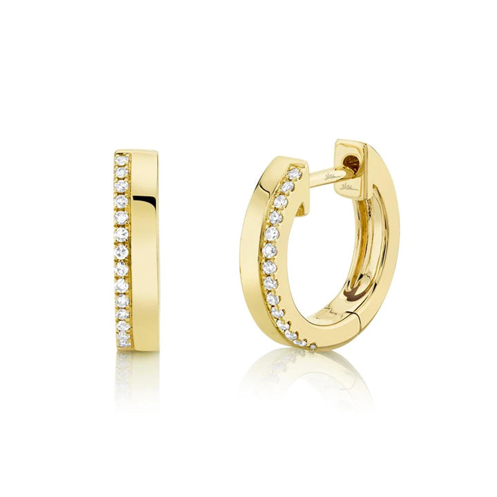 14K Yellow Gold Diamond Huggie Earrings - SC55006225
