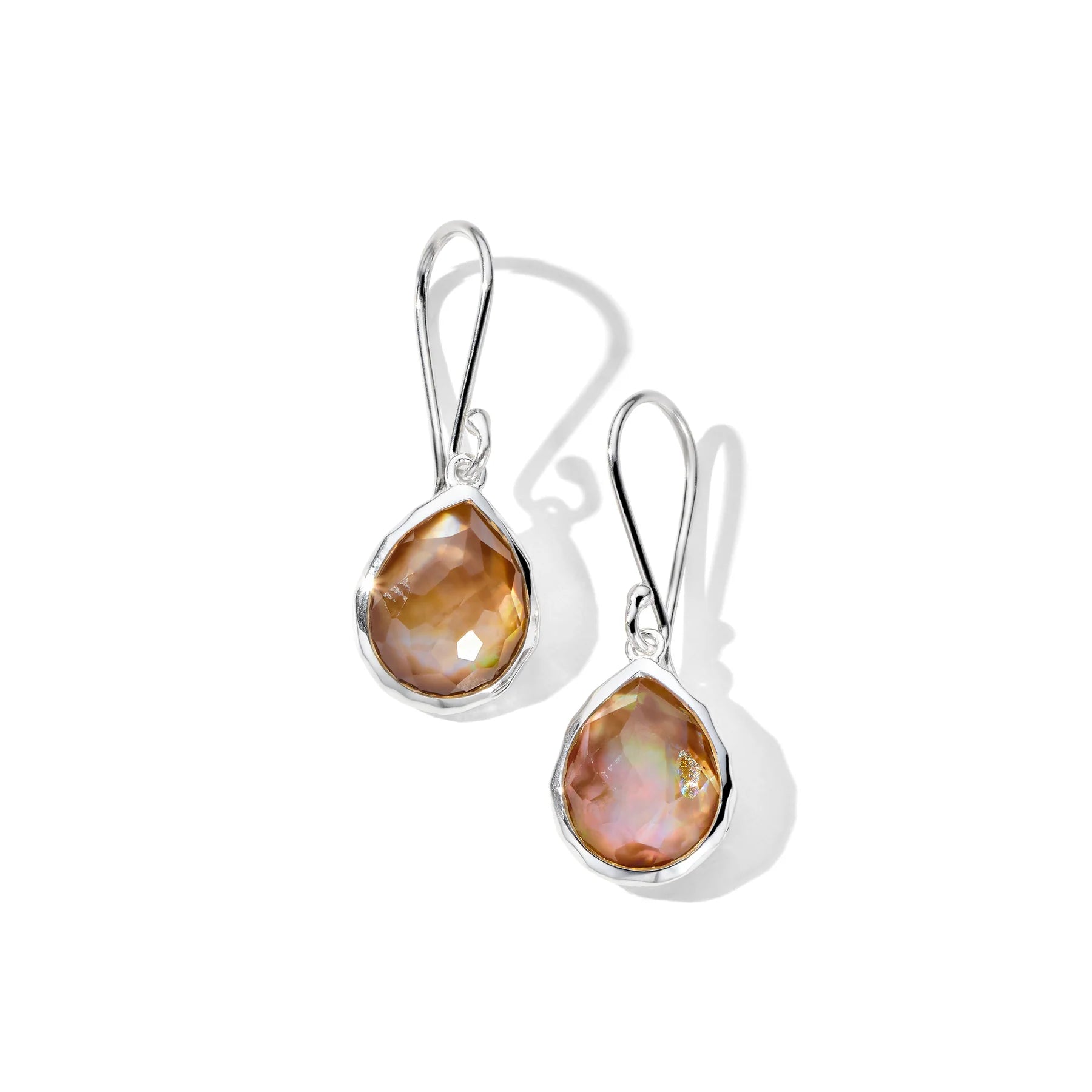 Sterling Silver Mini Teardrop Earrings in Brown Shell