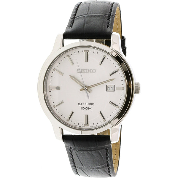 Seiko Men's SGEH43 Black Leather Watch