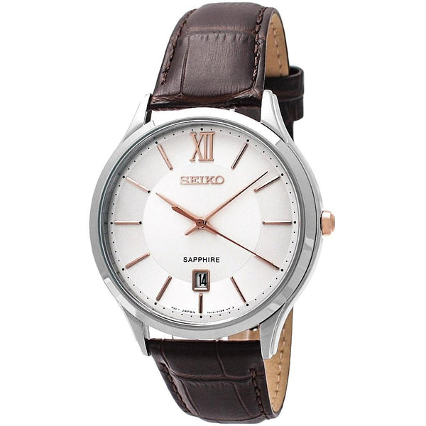 Seiko Men's SGEH55 Classic Brown Leather Watch
