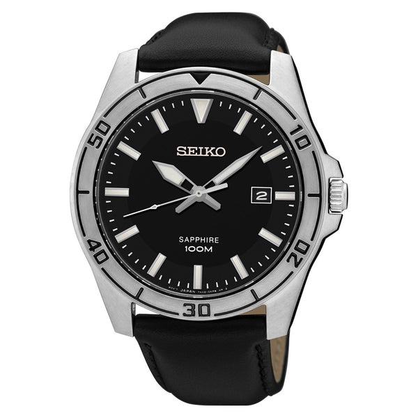 Seiko Men's SGEH65 Sapphire Black Leather Watch