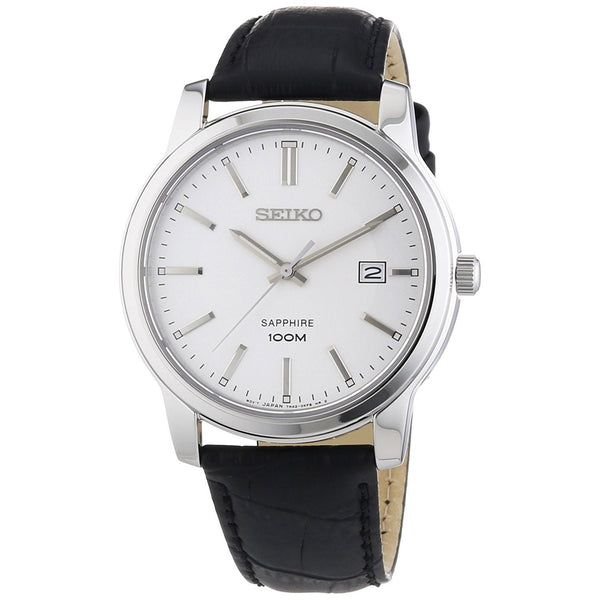 Seiko Men's SGEH70 Sapphire Black Leather Watch