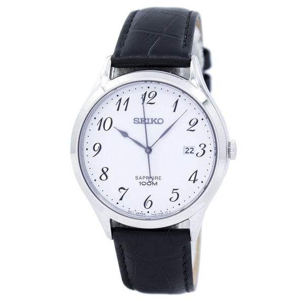 Seiko Men's SGEH75 Sapphire Black Leather Watch