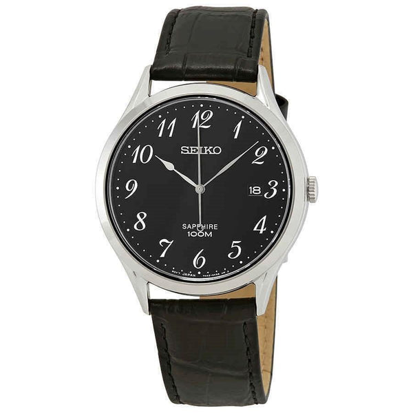 Seiko Men's SGEH77 Sapphire Black Leather Watch