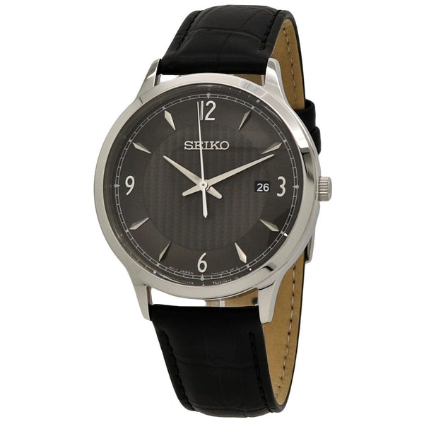 Seiko Men's SGEH85 Classic Black Leather Watch