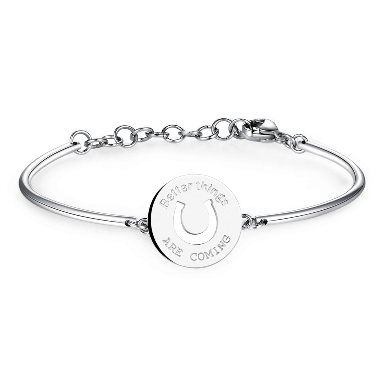 Chakra Horseshoe Pendant Bracelet (Silver)