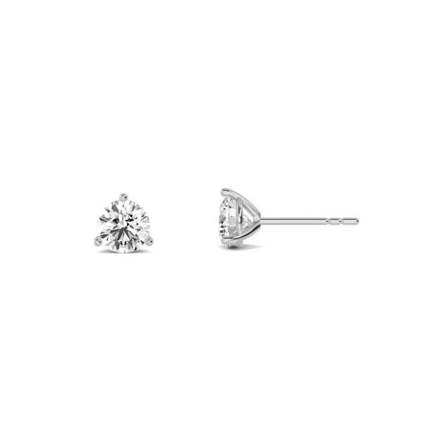 Three-Prong Martini Round Lab Grown Diamond Stud Earrings (1 ct tw, White Gold)