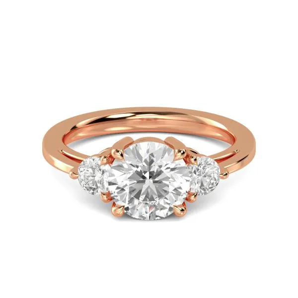 Three-Stone Round Lab Grown Diamond Enagement Ring (Setting Only, Rose Gold)