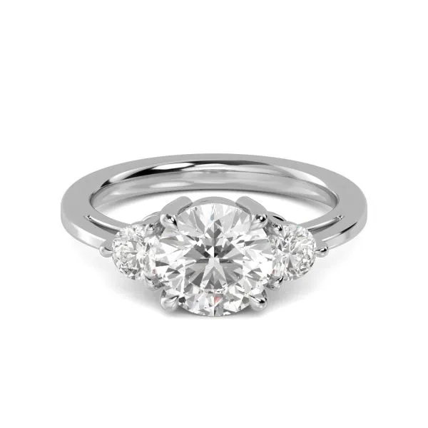 Three-Stone Round Lab Grown Diamond Enagement Ring (Setting Only, White Gold)