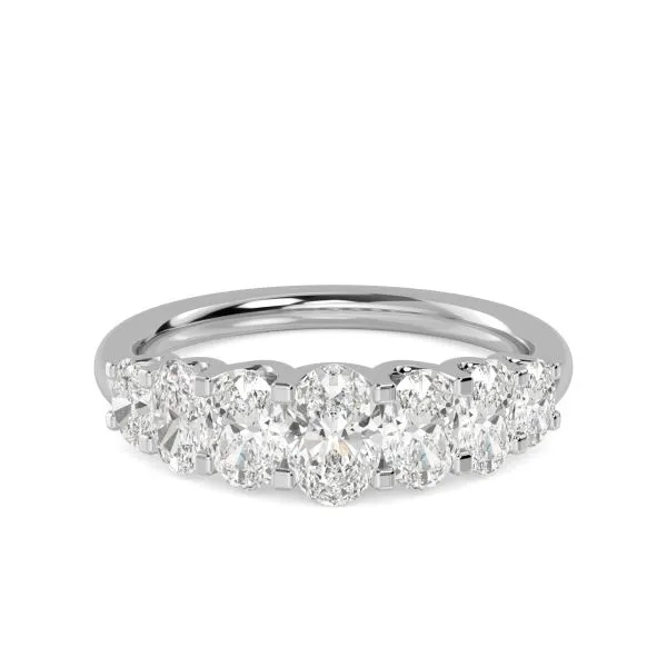 Oval Seven Stone Lab Grown Diamond Ring (1 ct tw, White Gold)