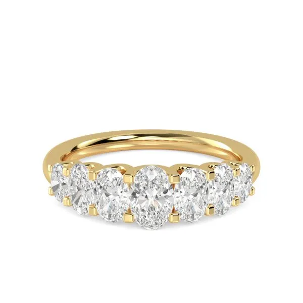 Oval Seven Stone Lab Grown Diamond Ring (1 ct tw, Yellow Gold)