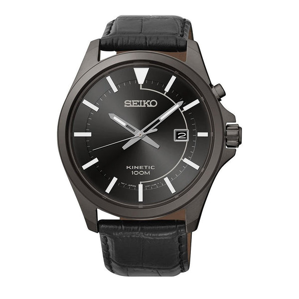 Seiko Men's SKA583 Core Black Leather Watch