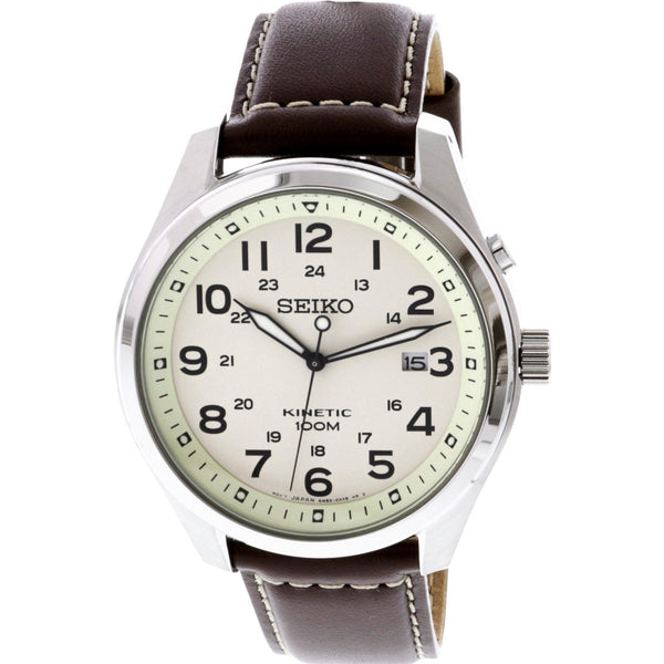 Seiko Men's SKA723 Kinetic Brown Leather Watch