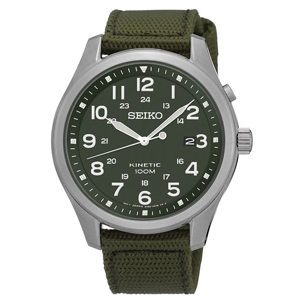 Seiko Men's SKA725 Kinetic Green Nylon Watch