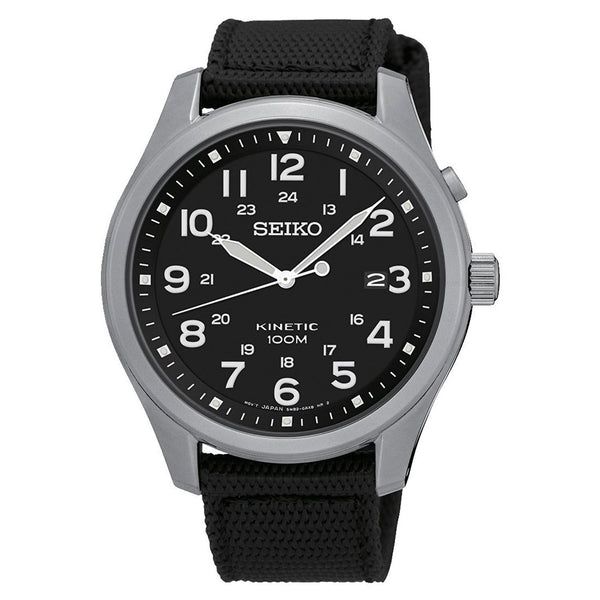 Seiko Men's SKA727 Kinetic Black Nylon Watch