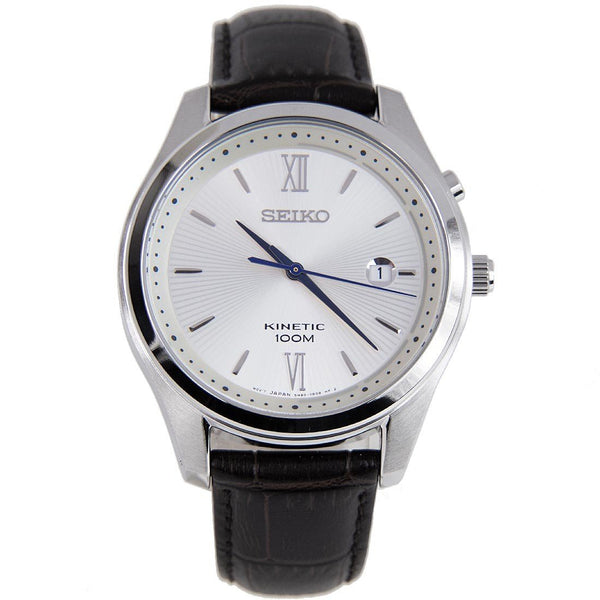 Seiko Men's SKA771 Kinetic Date Black Leather Watch