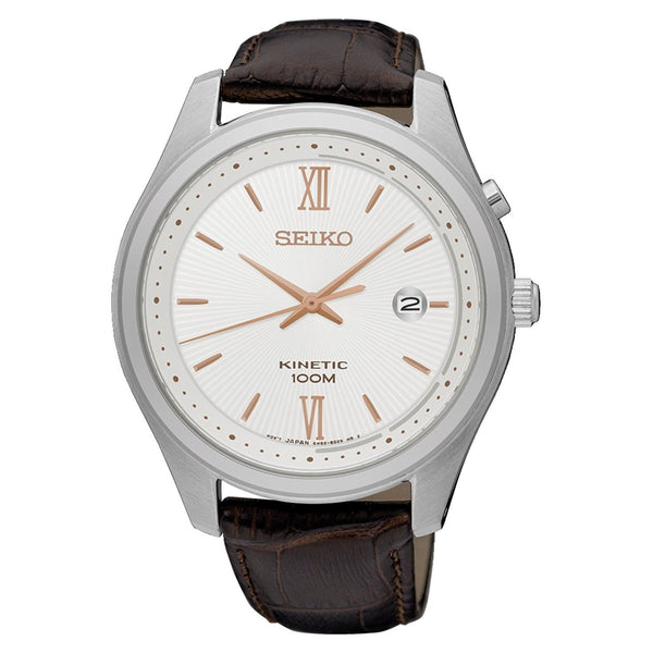 Seiko Men's SKA773 Kinetic Brown Leather Watch