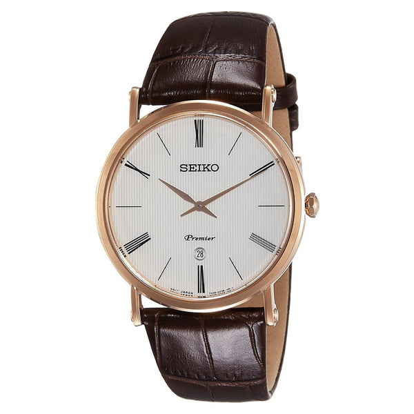 Seiko Men's SKP398 Premium Brown Leather Watch