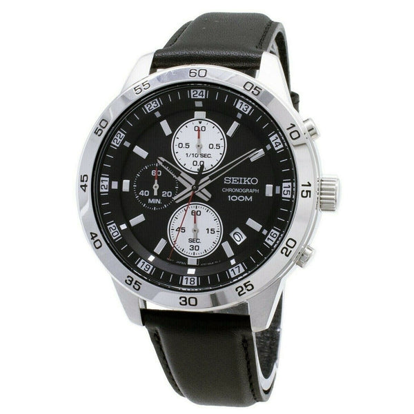 Seiko Men's SKS649 Neo Sports Chronograph Black Leather Watch