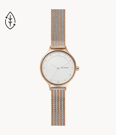 Anita Ripple Mesh Watch (Silver/Rose-Gold)