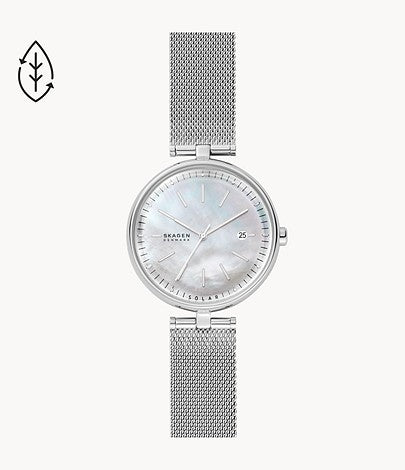 Karolina Solar-Powered Mesh Watch (Silver)