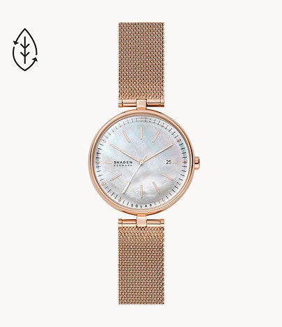 Karolina Solar-Powered Mesh Watch (Rose-Gold)