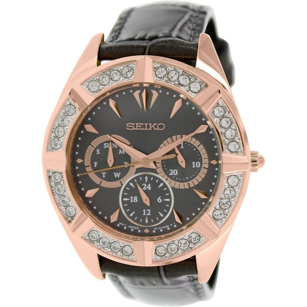 Seiko Women's SKY684 Chronograph Grey Leather Watch