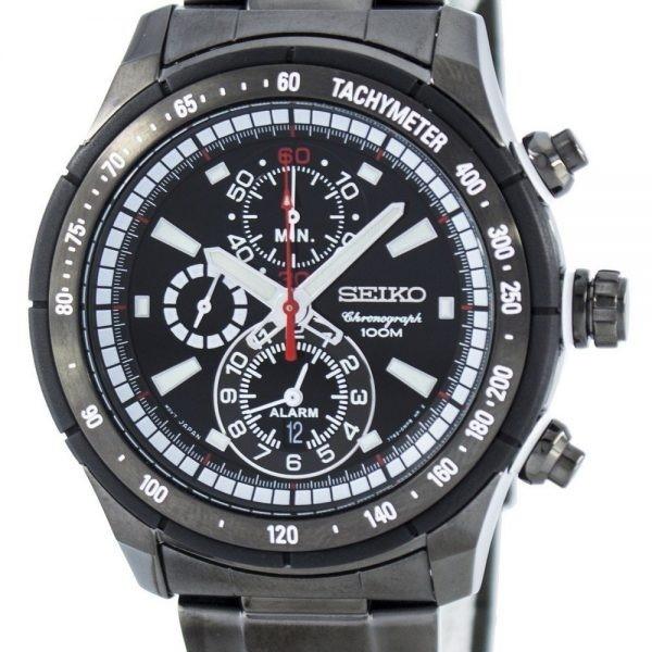 Seiko Men's SNAC91 Finder Chronograph Black Stainless Steel Watch