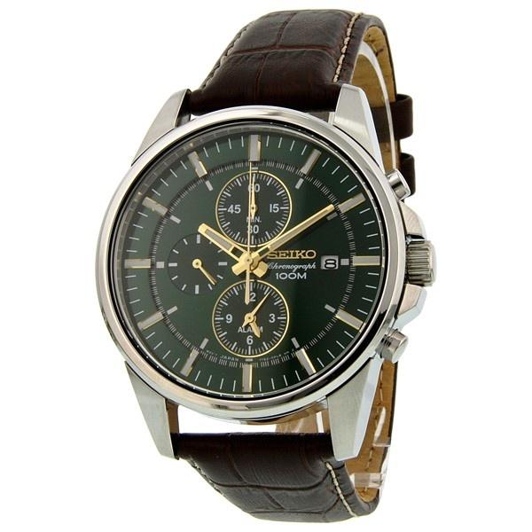 Seiko Men's SNAF09 Chronograph Chronograph Brown Leather Watch